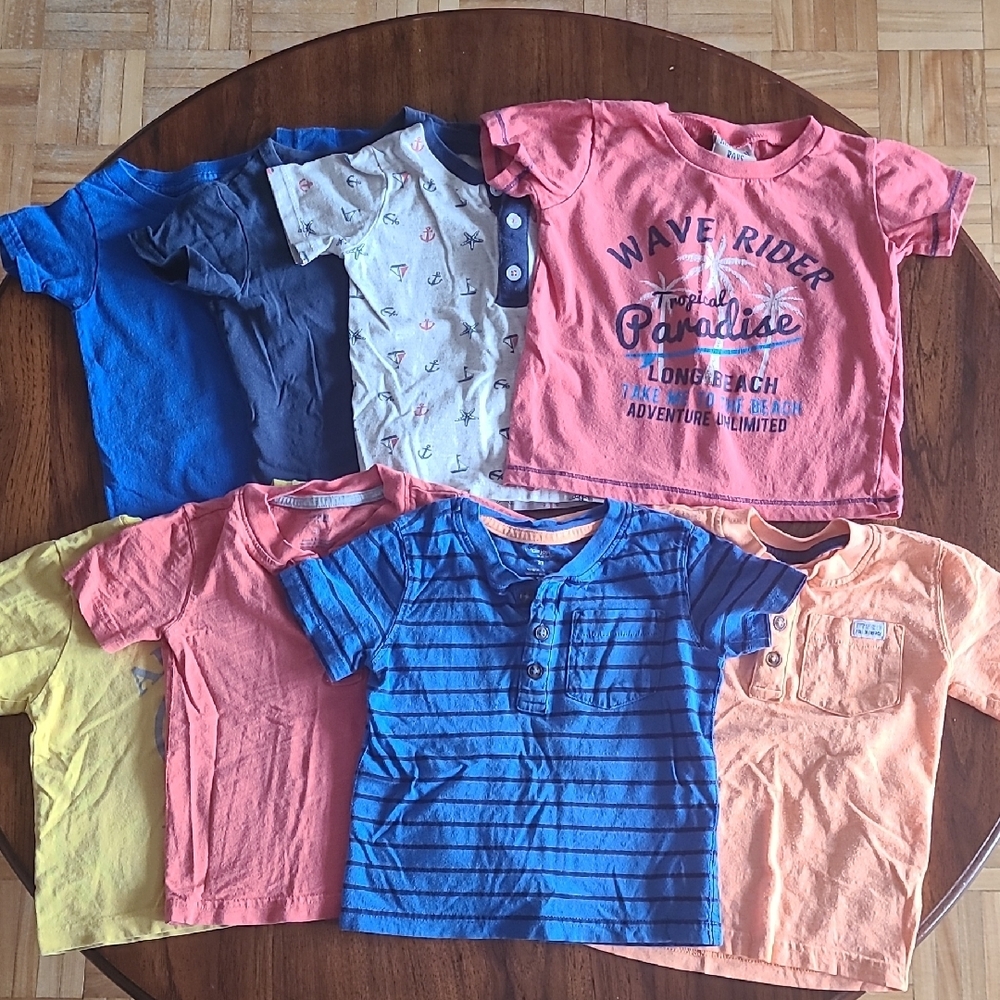 Blue, Coral, Orange 8 Piece 2T Short Sleeve Tee Casual Cotton Set 🛍 Bundle 6/36